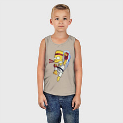 Майка детская хлопок Боец Барт Симпсон - чёрный пояс, цвет: миндальный — фото 2