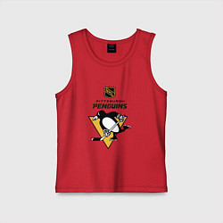 Майка детская хлопок Питтсбург Пингвинз НХЛ логотип, цвет: красный