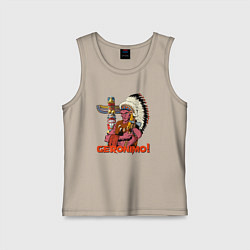 Майка детская хлопок Суровый индеец, цвет: миндальный