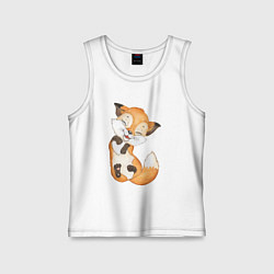 Майка детская хлопок Довольная радостная лисичка, цвет: белый