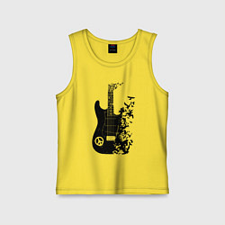 Майка детская хлопок Гитара и птицы, цвет: желтый