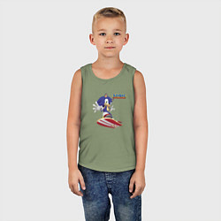 Майка детская хлопок Sonic - hedgehog - skateboarding, цвет: авокадо — фото 2