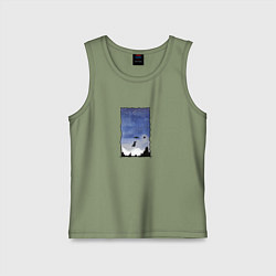 Майка детская хлопок Лисий способ путешествовать, цвет: авокадо