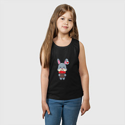Майка детская хлопок Кролик и сердечки, цвет: черный — фото 2