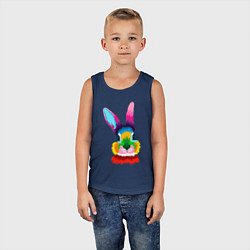 Майка детская хлопок Радужный кролик, цвет: тёмно-синий — фото 2