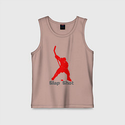 Майка детская хлопок Щелчок выстрел - хоккеист, цвет: пыльно-розовый