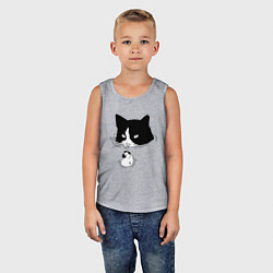 Майка детская хлопок Кот сидит в воде и сторожит утёнка, цвет: меланж — фото 2