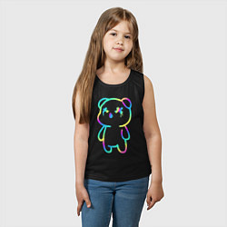 Майка детская хлопок Cool neon bear, цвет: черный — фото 2