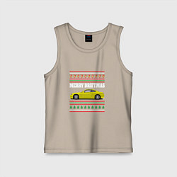 Майка детская хлопок Merry Driftmas Nissan Silvia S15 Ugly Sweater, цвет: миндальный