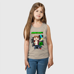 Майка детская хлопок Майнкрафт криппер, цвет: миндальный — фото 2