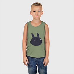 Майка детская хлопок Черный кролик - минимализм, цвет: авокадо — фото 2
