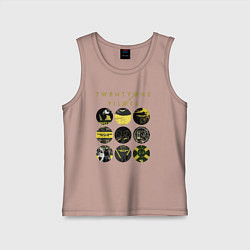 Майка детская хлопок Twenty One Pilots коллаж, цвет: пыльно-розовый