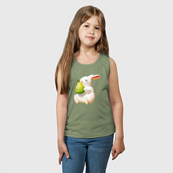Майка детская хлопок Кролик с грушей, цвет: авокадо — фото 2