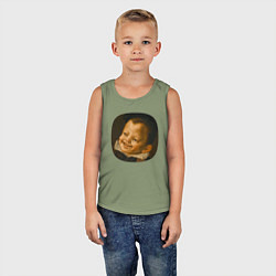 Майка детская хлопок Картина ренессанса - смеющийся мальчик, цвет: авокадо — фото 2