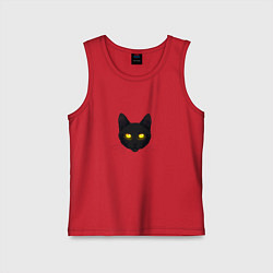 Майка детская хлопок Черный кот с сияющим взглядом, цвет: красный