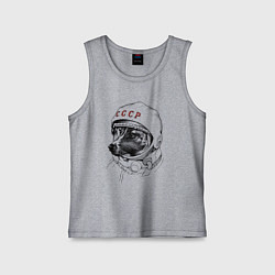 Майка детская хлопок Лайка собака космонавт СССР, цвет: меланж