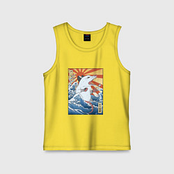 Майка детская хлопок Гравюра японский опоссум в стиле укиё-э, цвет: желтый