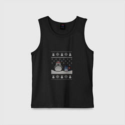Майка детская хлопок Новогодние тоторики - ugly sweater, цвет: черный