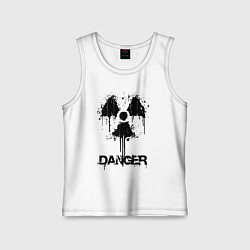 Майка детская хлопок Danger radiation symbol, цвет: белый