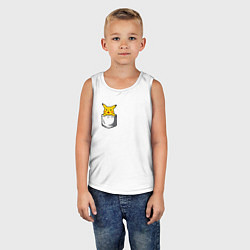 Майка детская хлопок Пикачу в кармане арт, цвет: белый — фото 2