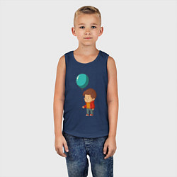 Майка детская хлопок Мальчик с воздушным шариком, цвет: тёмно-синий — фото 2