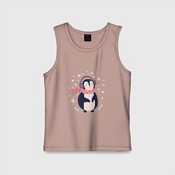 Майка детская хлопок Забавный пингвин, цвет: пыльно-розовый