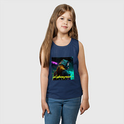 Майка детская хлопок Киберпанк, импланты, цвет: тёмно-синий — фото 2
