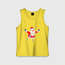 Майка детская хлопок Дед Мороз на роликах, цвет: желтый