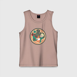 Майка детская хлопок Маленький принц и лис смотрят на звёзды, цвет: пыльно-розовый