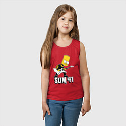 Майка детская хлопок Sum41 Барт Симпсон рокер, цвет: красный — фото 2