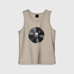 Майка детская хлопок Виниловая пластинка с бомбочкой, цвет: миндальный