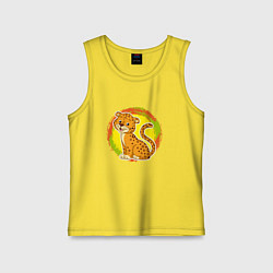 Майка детская хлопок Мультяшный ягуар, цвет: желтый