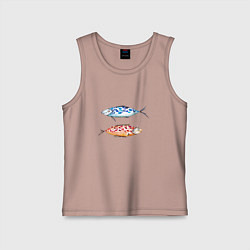 Майка детская хлопок Две пятнистые рыбы, цвет: пыльно-розовый