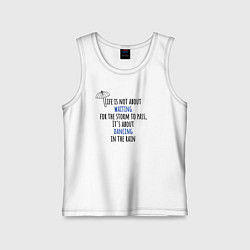 Майка детская хлопок Life is not about waiting цитата, цвет: белый