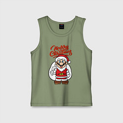 Майка детская хлопок Christmas Mario, цвет: авокадо