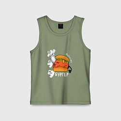 Майка детская хлопок Почита-бургер, цвет: авокадо