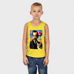 Майка детская хлопок Salvador Dali and cat, цвет: желтый — фото 2