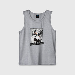 Майка детская хлопок Тоширо Хицугая на фоне манги, цвет: меланж