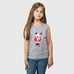 Майка детская хлопок Милая животная панда балерина акварель, цвет: меланж — фото 2