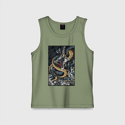 Майка детская хлопок The whiskered dragon, цвет: авокадо