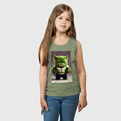 Майка детская хлопок Злой котик, цвет: авокадо — фото 2