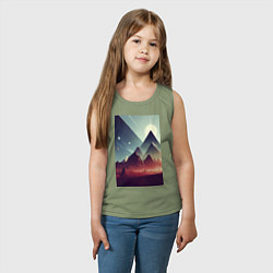 Майка детская хлопок Геометрические горы, цвет: авокадо — фото 2