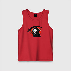 Майка детская хлопок Череп и коса, цвет: красный