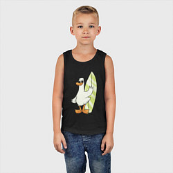 Майка детская хлопок Гусь серфингист в очках, цвет: черный — фото 2