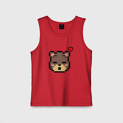 Майка детская хлопок Пиксельный мишка, цвет: красный