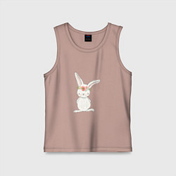 Майка детская хлопок Милый кролик с венком на голове, цвет: пыльно-розовый