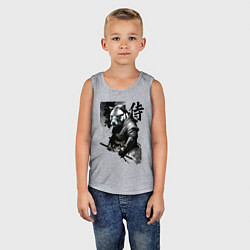 Майка детская хлопок Capy samurai - hieroglyph - neural network, цвет: меланж — фото 2