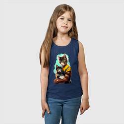 Майка детская хлопок Кот с котёнком - нейросеть, цвет: тёмно-синий — фото 2