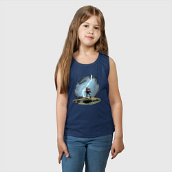 Майка детская хлопок Дурак на холме ловит молнию, цвет: тёмно-синий — фото 2