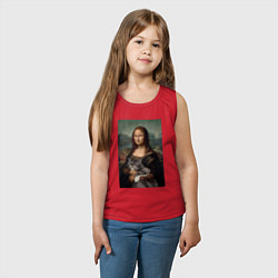 Майка детская хлопок Мона Лиза с котиком, цвет: красный — фото 2